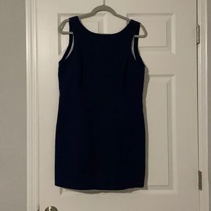 Lauren James navy seersucker shift dress
